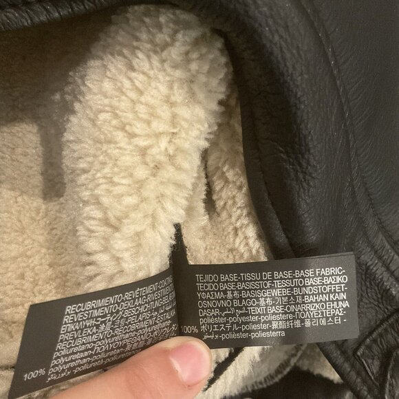 Zara Girls Black Faux Fur Shearling Biker Jacket Zipper Belt Size 8-9 130cm coat - Picture 14 of 16